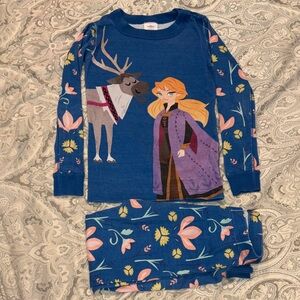 Hanna Andersson Blue Pajama Set with Character and Floral Design